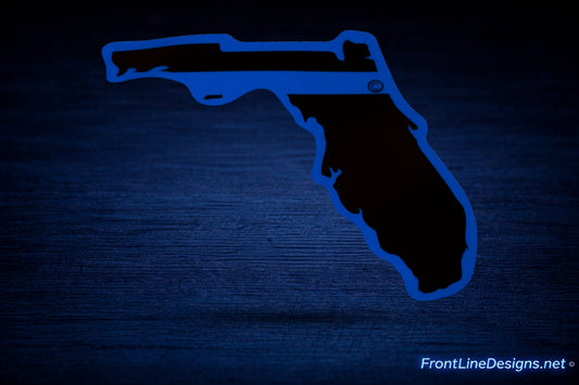 Florida State Blue Line Decal on matching textured background