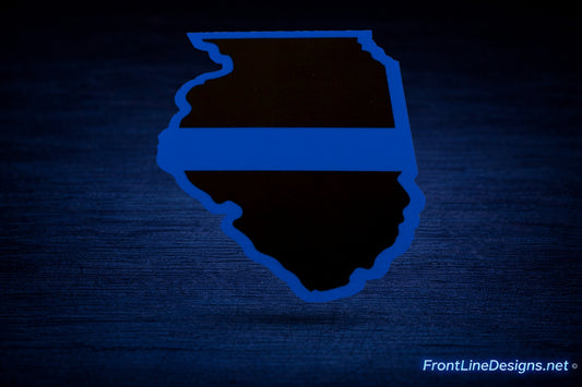Illinois State Blue Line Decal on matching textured background