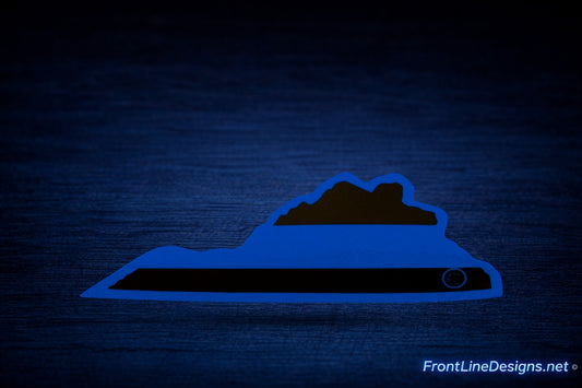 Virginia State Blue Line Decal on matching textured background