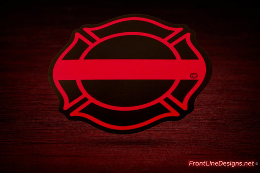 Red Line Maltese Decal on matching textured background