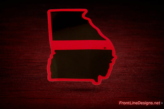 Georgia State Red Line Reflective Decal on matching textured background