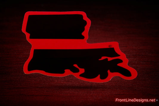 Louisiana State Red Line Decal on matching textured background