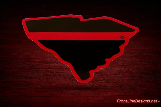 South Carolina State Red Line Decal on matching textured background