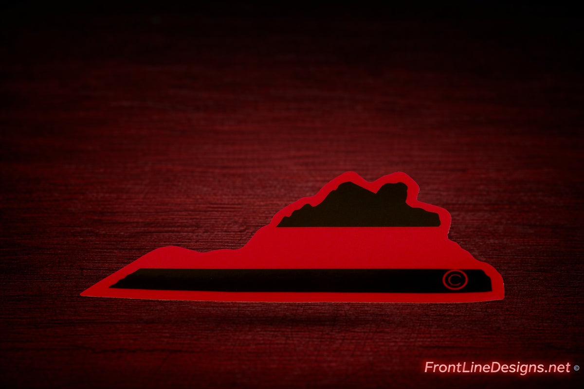 Virginia State Red Line Decal on matching textured background