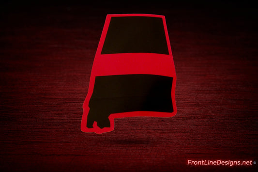 Alabama State Red Line Decal on matching textured background
