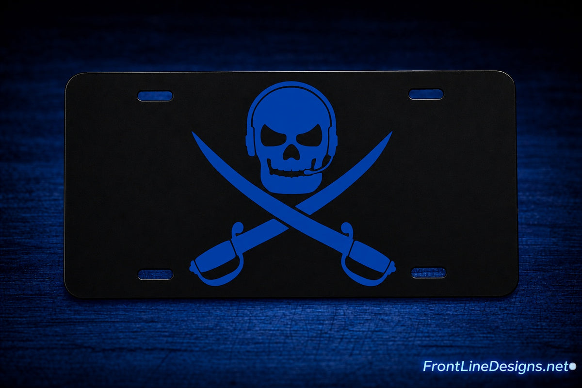 Operator Reflective License Plate on matching textured background