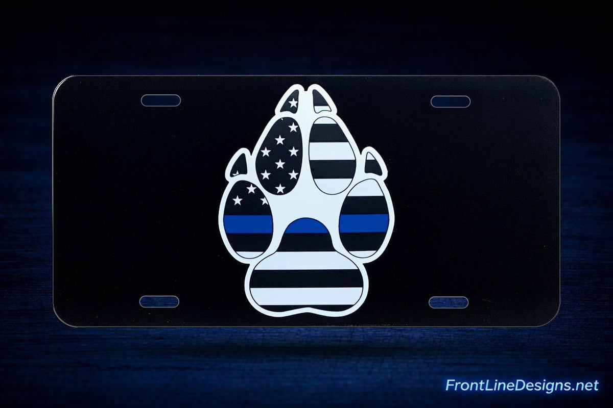 K-9 Paw U.S. Blue Line Flag License Plate — Default — review