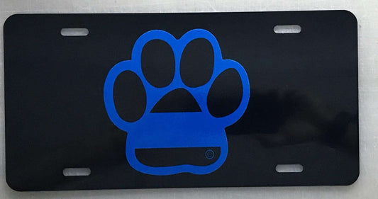 Blue Line Dog Paw License Plate-FrontLine Designs, LLC 