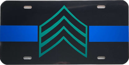 Blue Line Sergeant License Plate-FrontLine Designs, LLC 