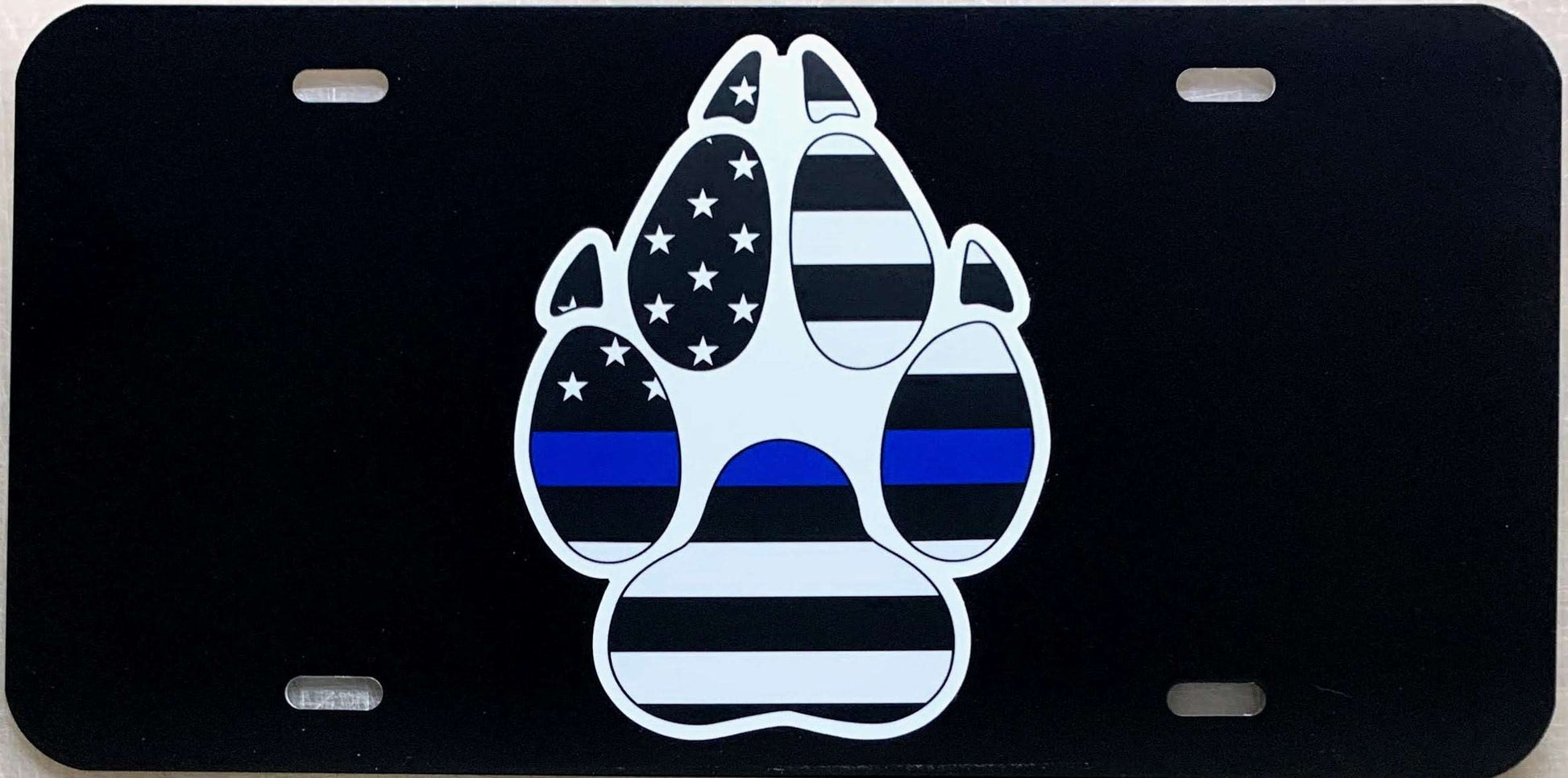 K-9 Paw US Blue Line Flag License Plate-FrontLine Designs, LLC 