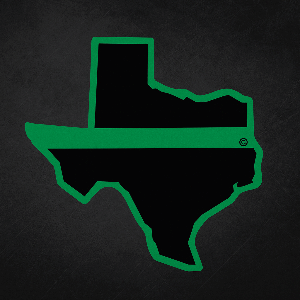 Texas State Green Line Decal-FrontLine Designs, LLC 