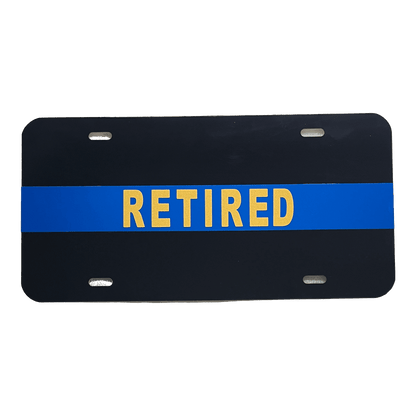 Blue Line "Retired" License Plate-FrontLine Designs, LLC 