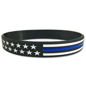 US Flag Blue Line Silicone Bracelet-FrontLine Designs, LLC 
