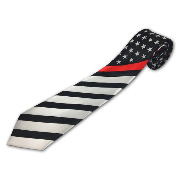 US Flag Red Line Neck tie-FrontLine Designs, LLC 