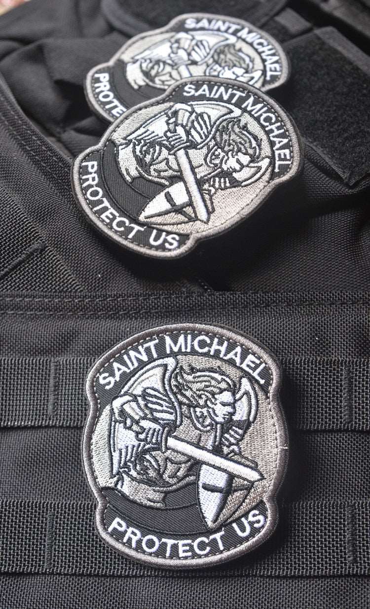 Saint Michael Protect US Patch gris écusson brodé moral avec velcro