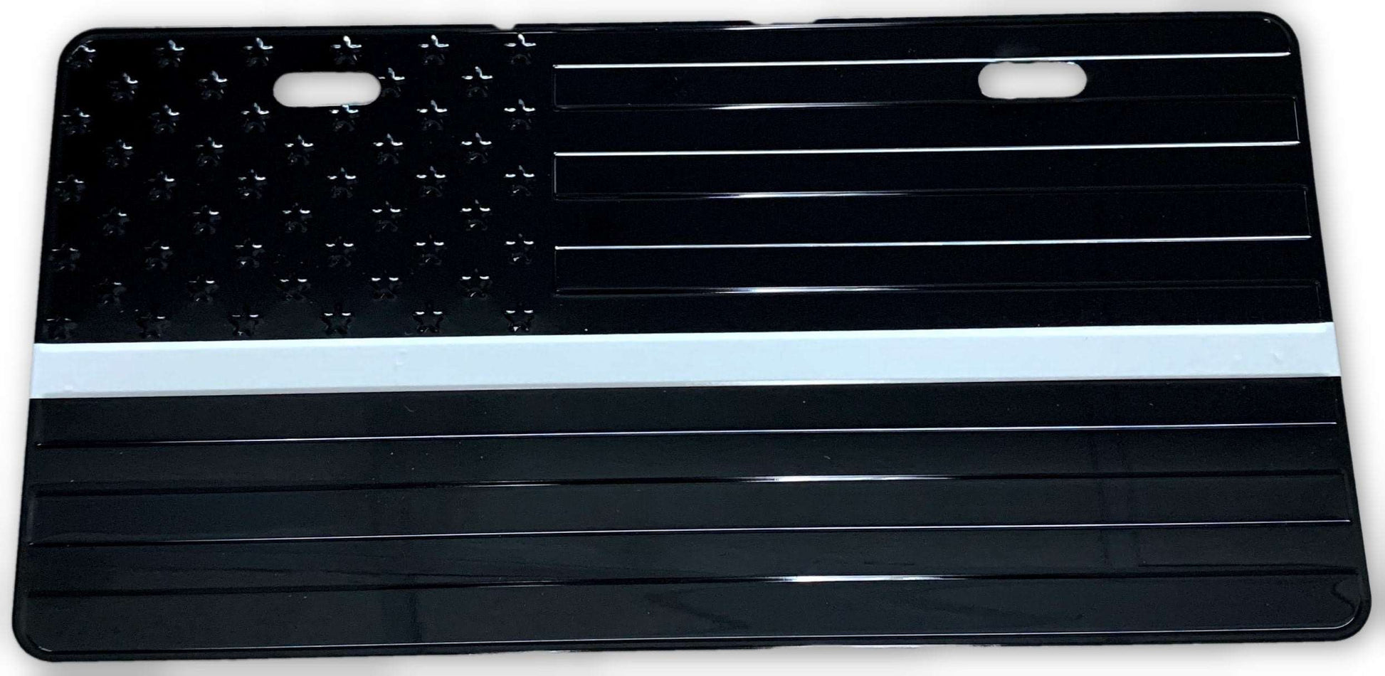 US Flag Subdued White Line License Plate - FrontLine Designs, LLC 