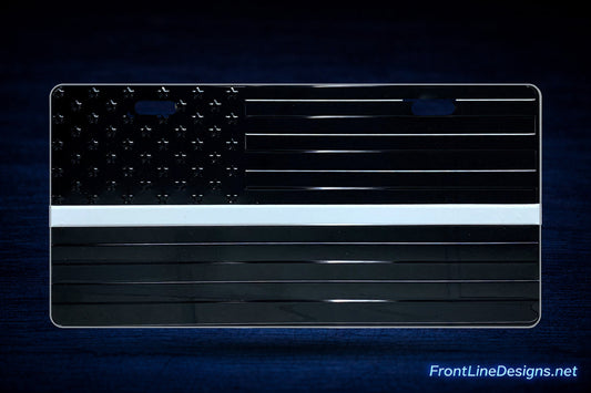 US Flag Subdued White Line License Plate — Main — review