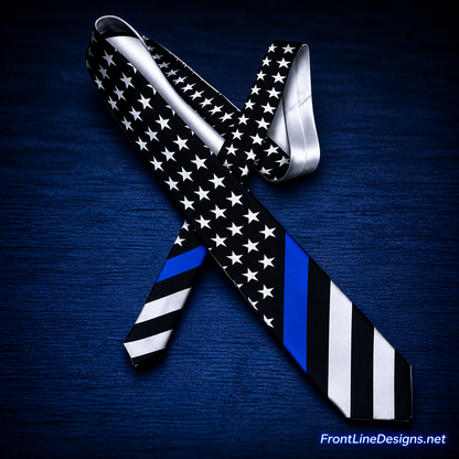 US Flag Blue Line necktie – FrontLine Designs