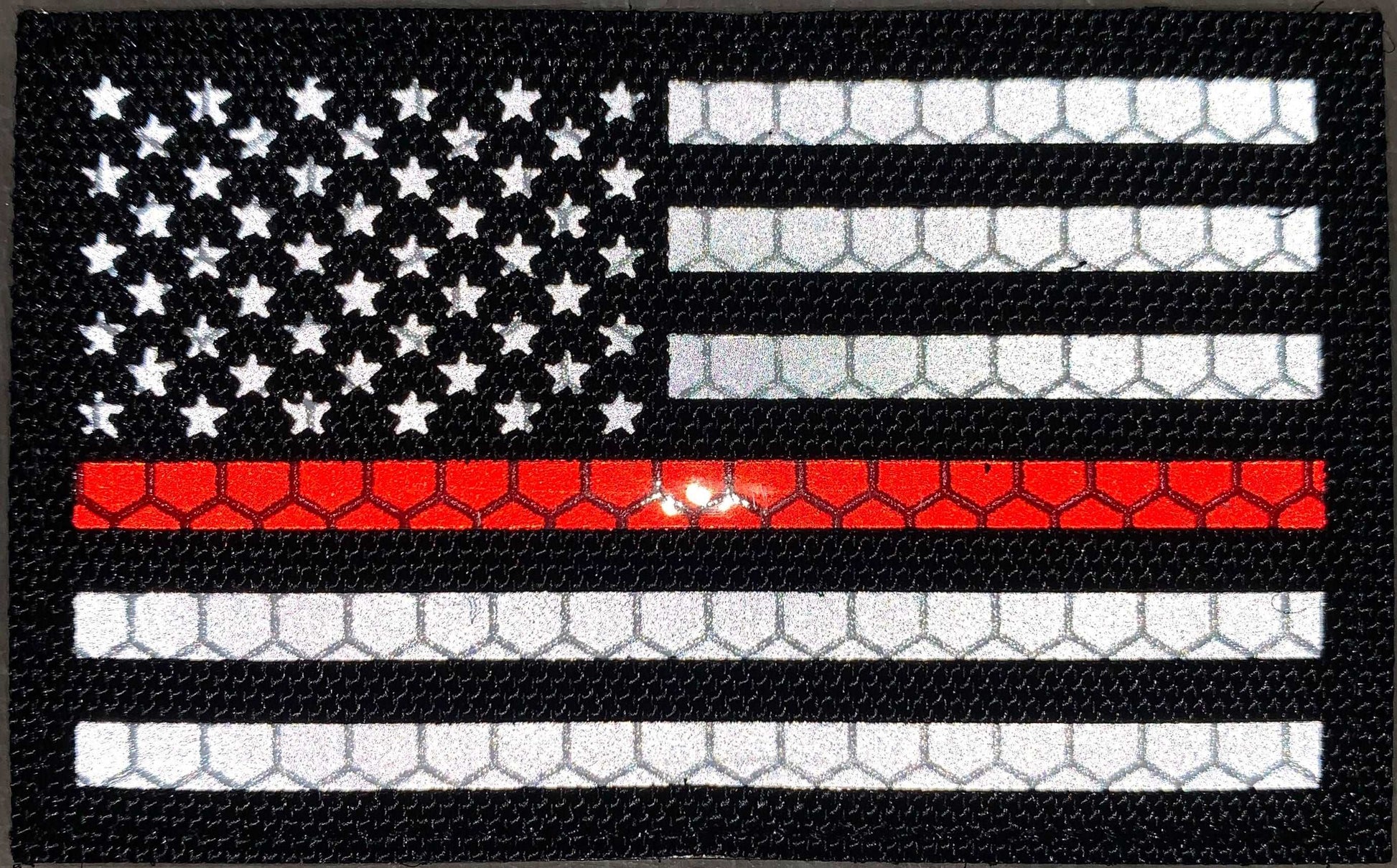 US Flag Red Line Reflective Patch