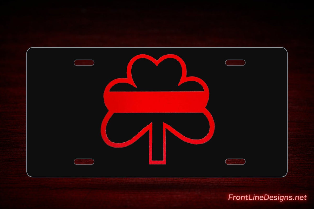 Red Line Reflective Shamrock License Plate