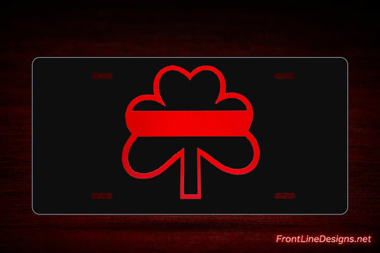 Red Line Reflective Shamrock License Plate