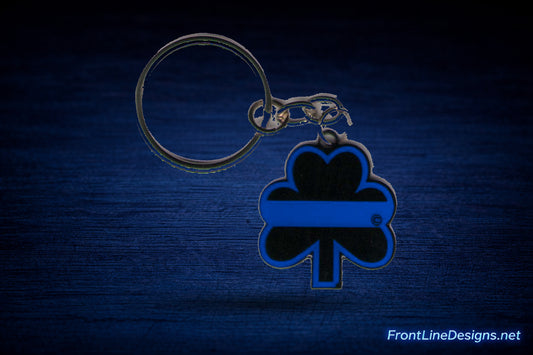 Blue Line Shamrock Keychain — view 1