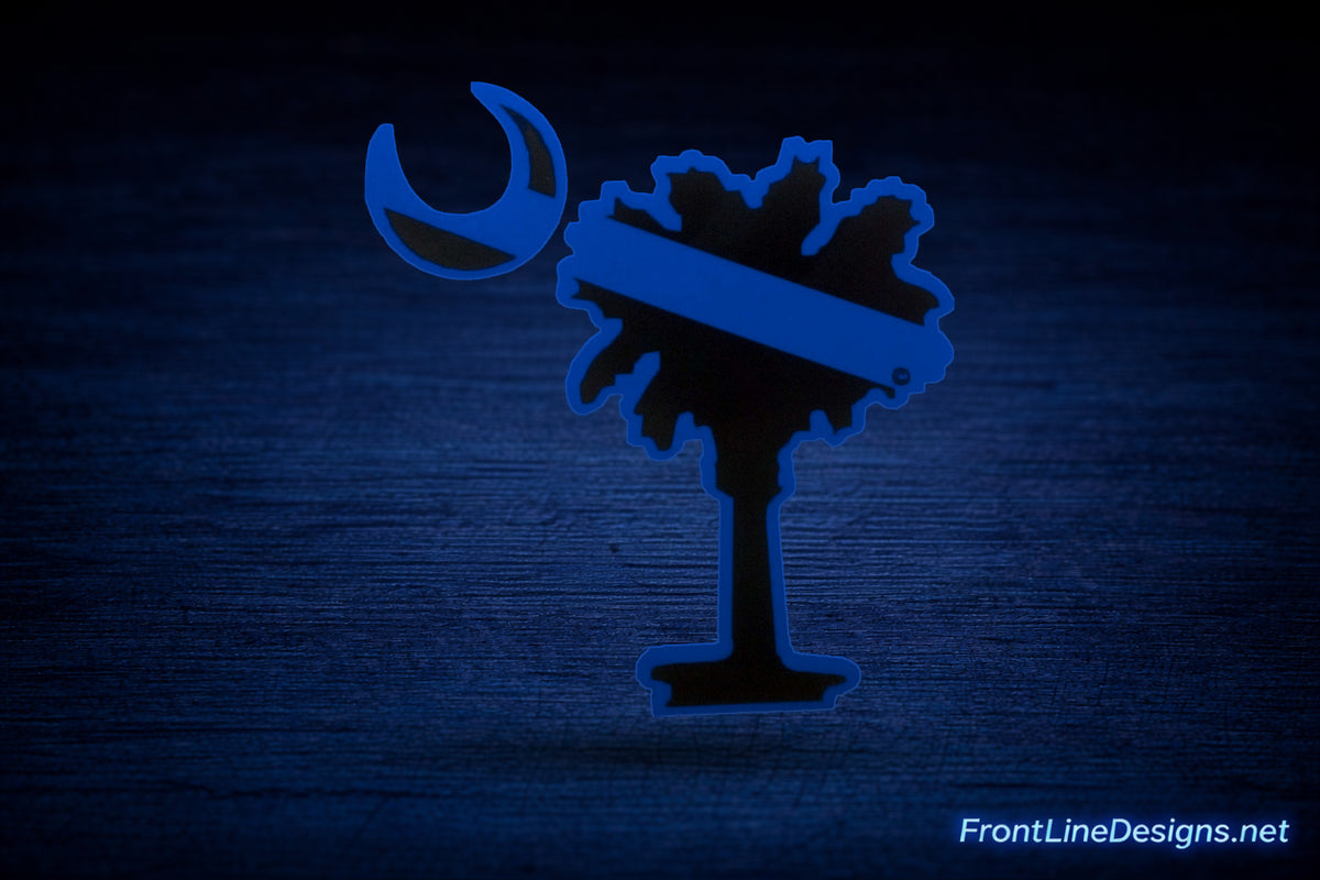 Blue Line Palmetto Tree Decal — view 1