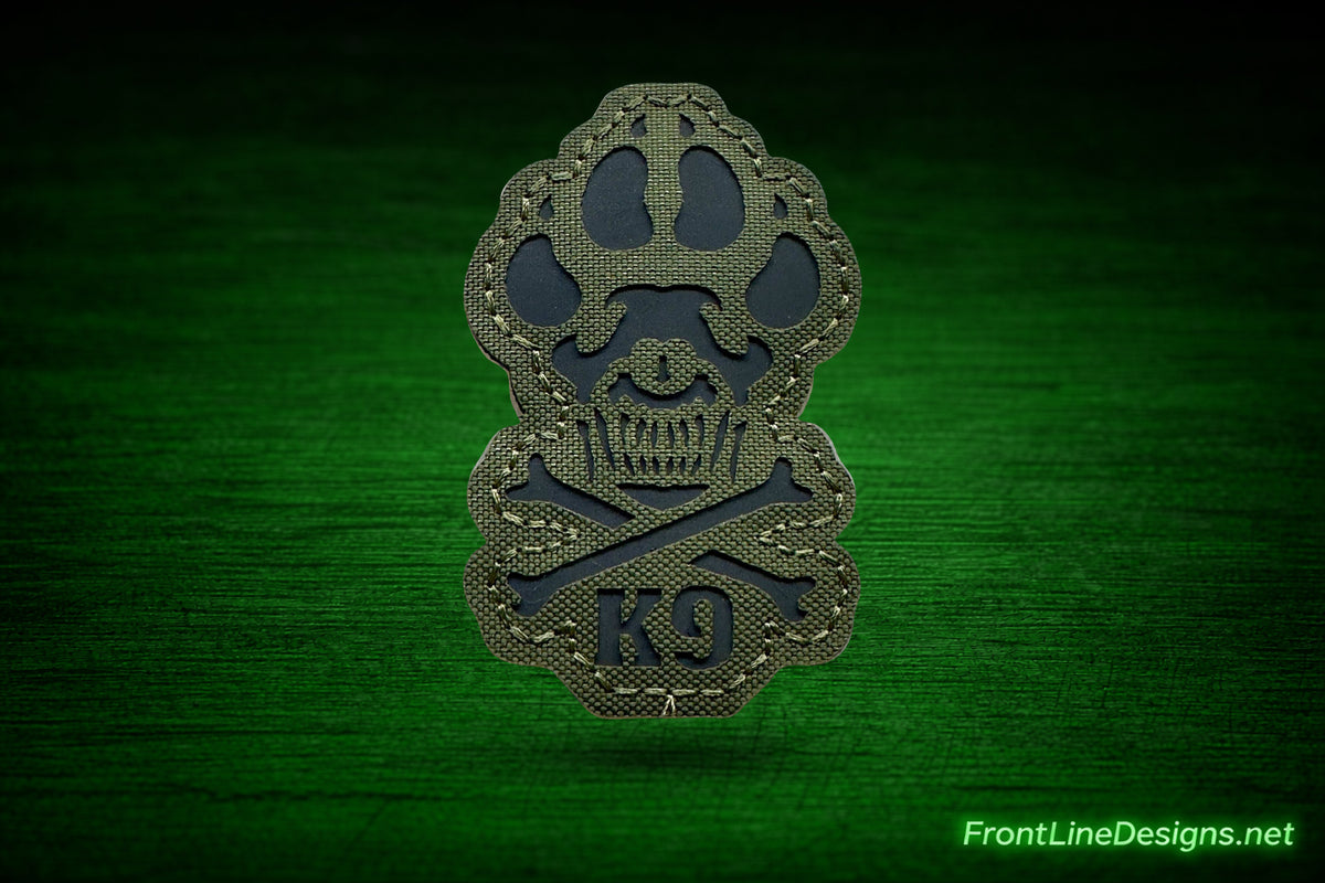 K-9 Paw Hook-and-Loop Patch — OD Green