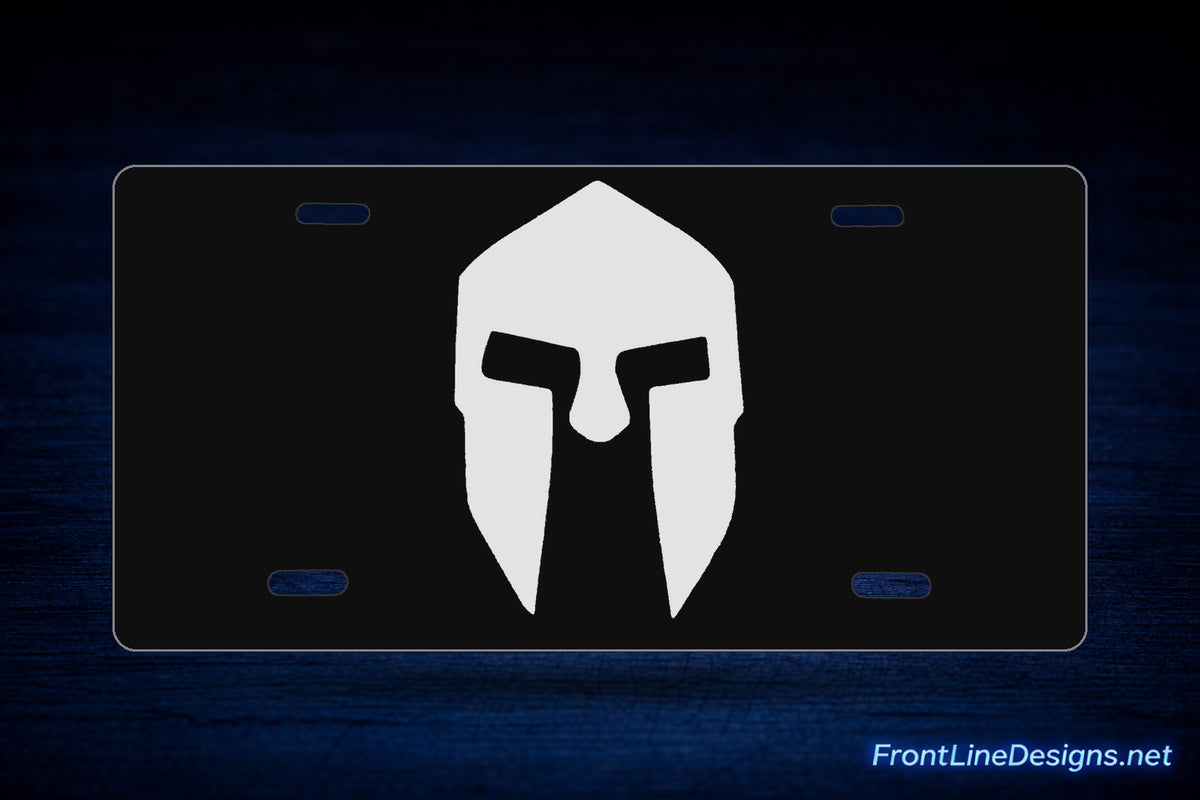 Spartan License Plate — White