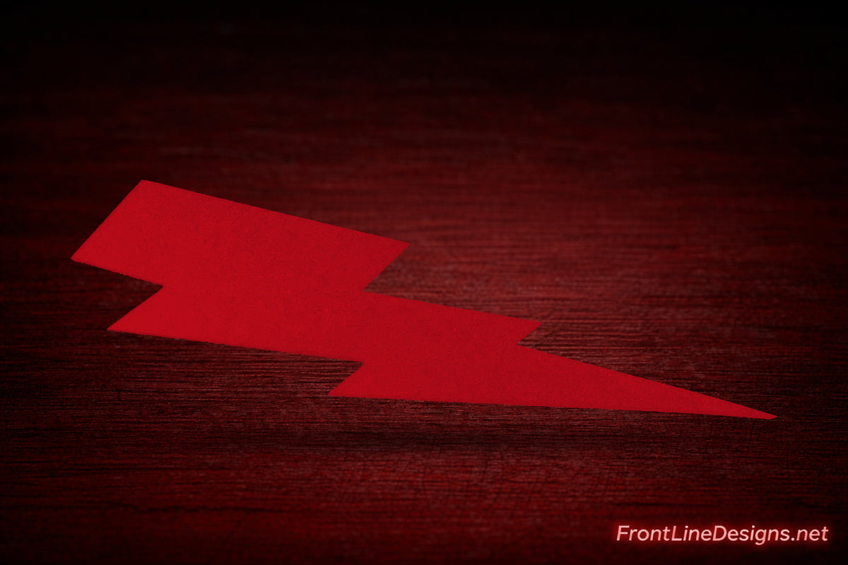 Red lightning bolt decal