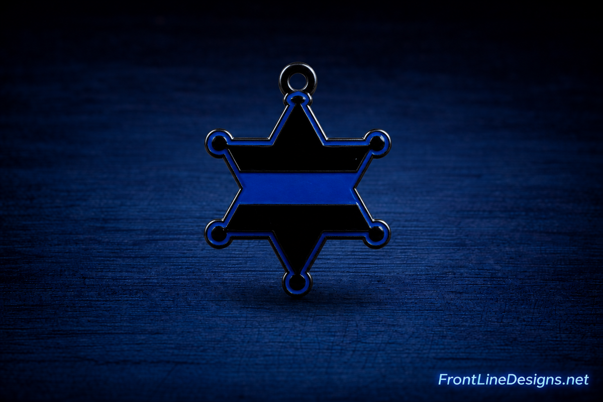 Blue Line six-point sheriff badge bracelet charm