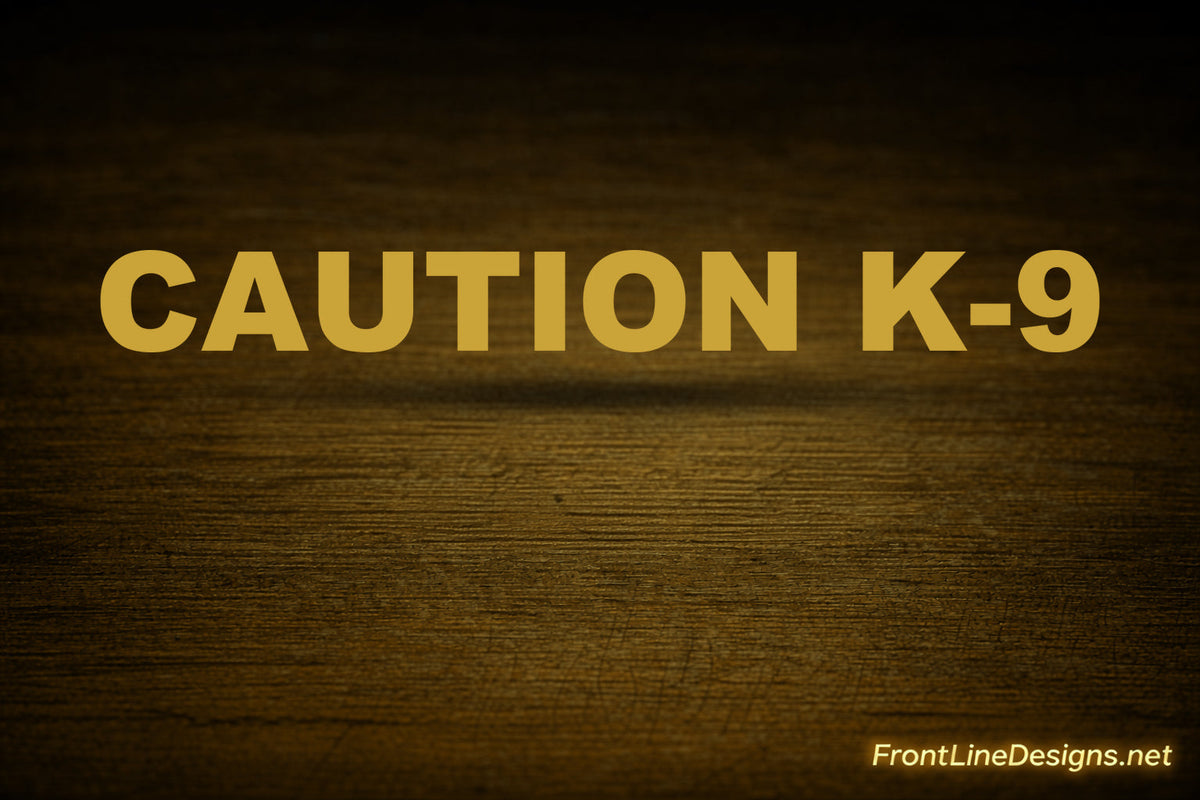 CAUTION K-9 Decals — English / Gold Reflective