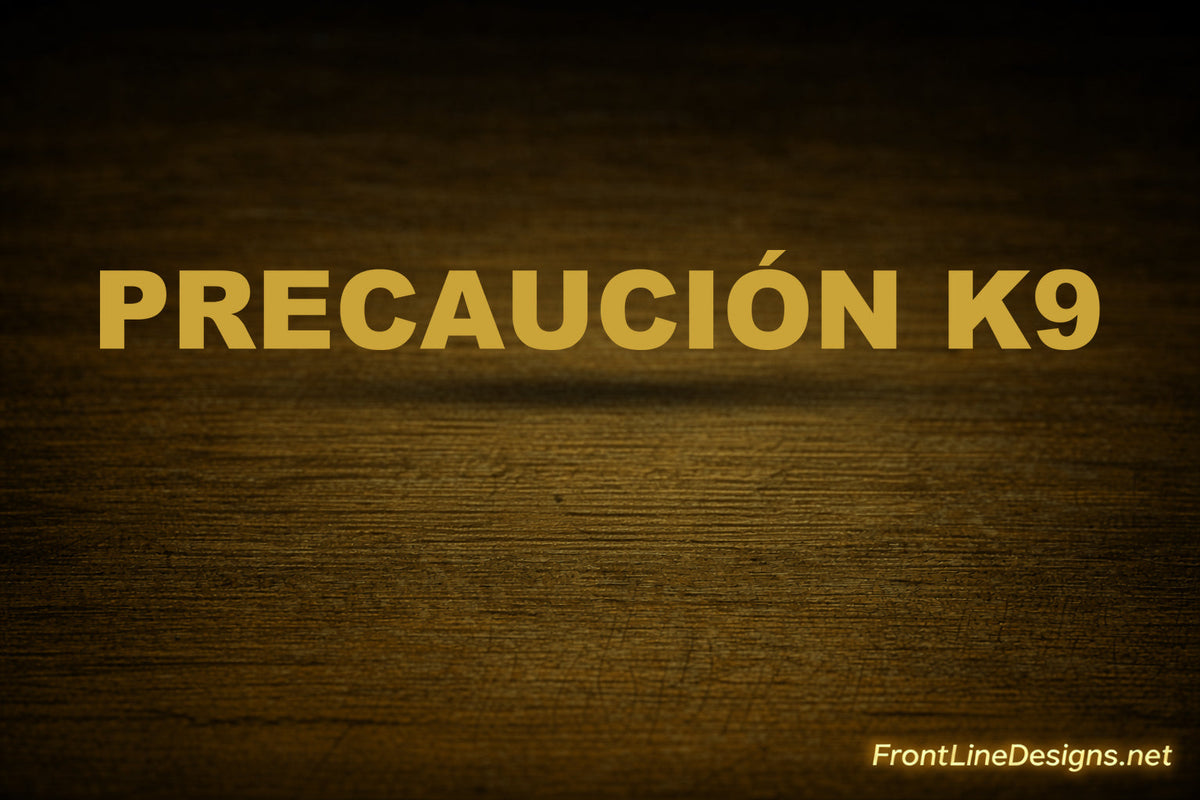 CAUTION K-9 Decals — Spanish / Gold Reflective