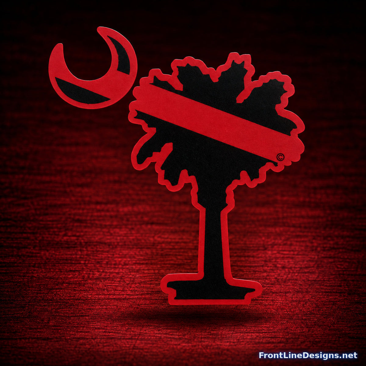 Red Line Palmetto Tree Decal (BOGO) — FrontLine Designs