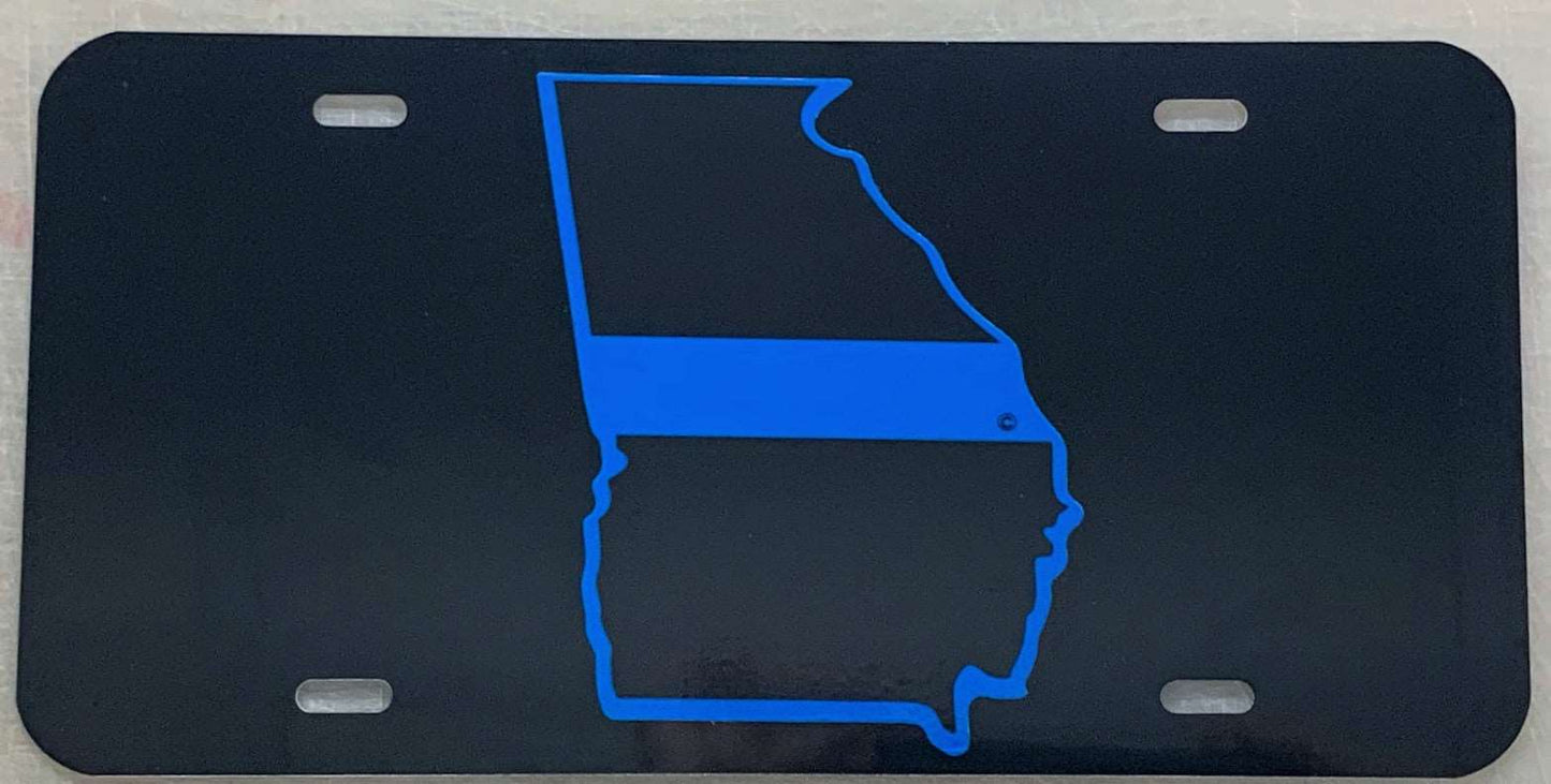 Georgia State Blue Line License Plate-FrontLine Designs, LLC 