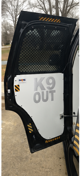 K9 Bail-Out Door Notice — English Aerial Black Chrome