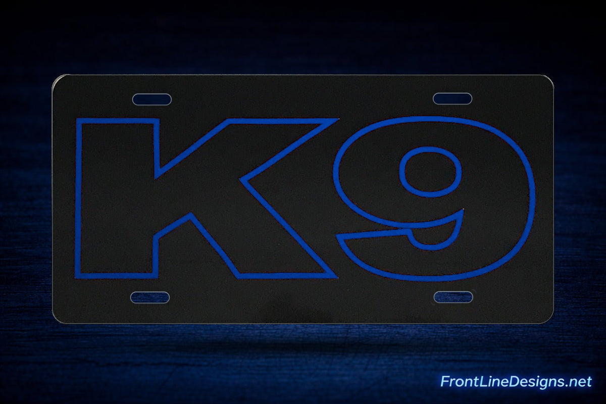 K-9 Outline Reflective License Plate — Blue — review