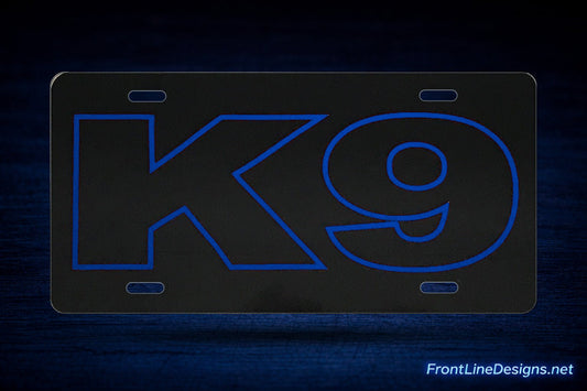 K-9 Outline Reflective License Plate — Blue — review