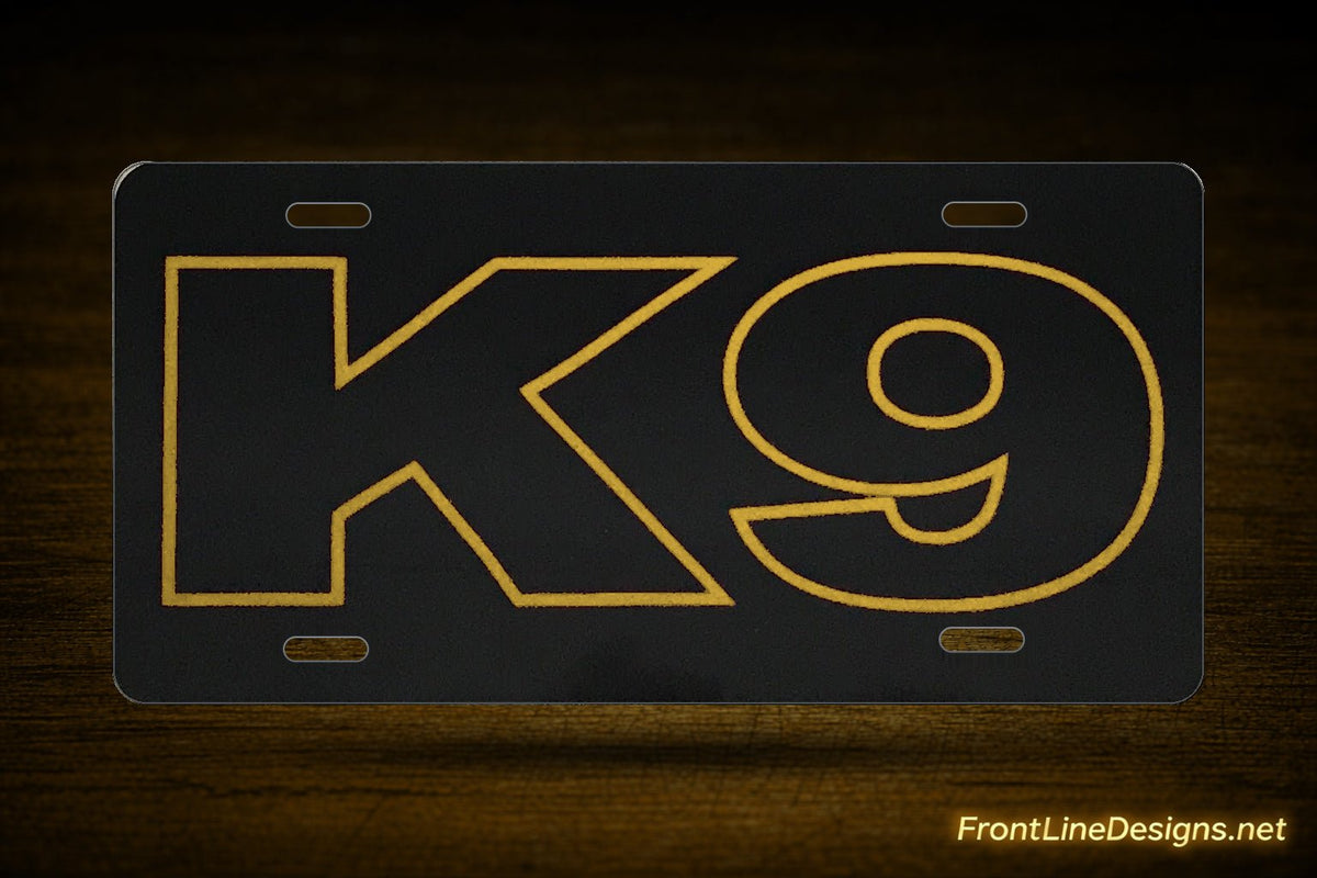 K-9 Outline Reflective License Plate — Gold — review