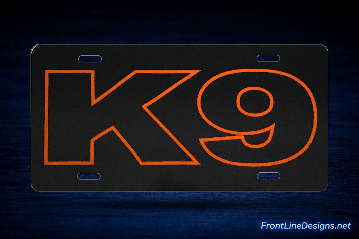 K-9 Outline Reflective License Plate — Orange — review
