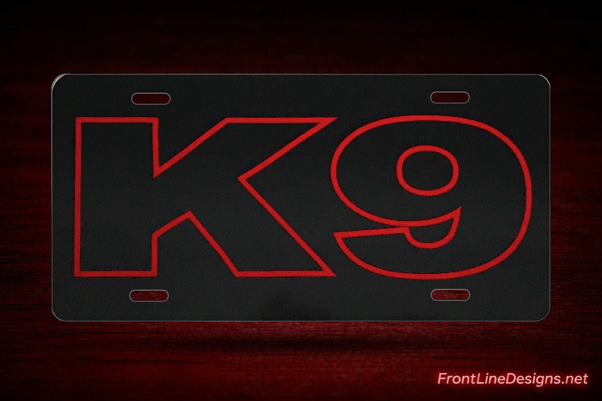 K-9 Outline Reflective License Plate — Red — review