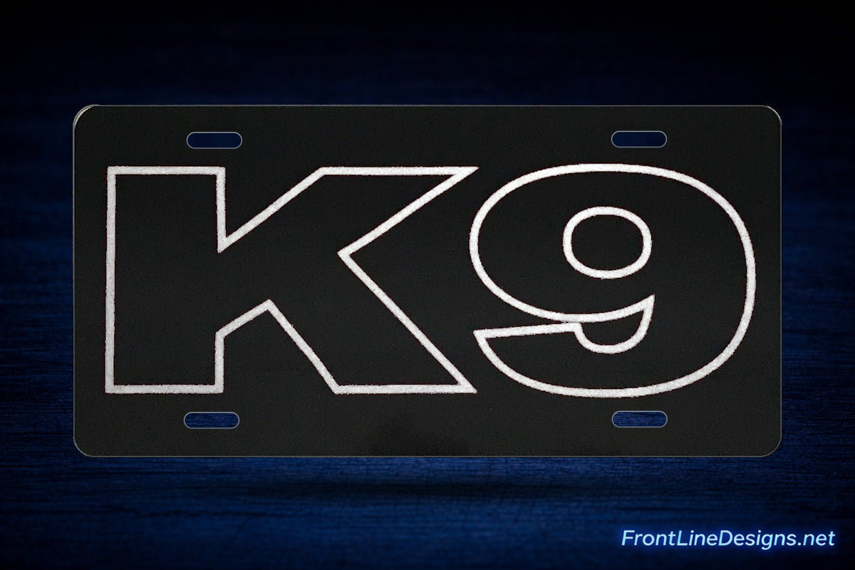 K-9 Outline Reflective License Plate — White — review