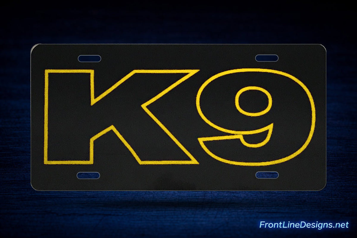 K-9 Outline Reflective License Plate — Yellow — review