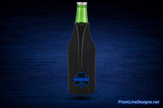 Blue Line Shamrock Bottle Koozie — floating product preview