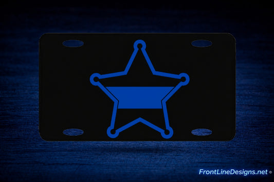 5-Point Sheriff's Badge License Plate on matching textured background