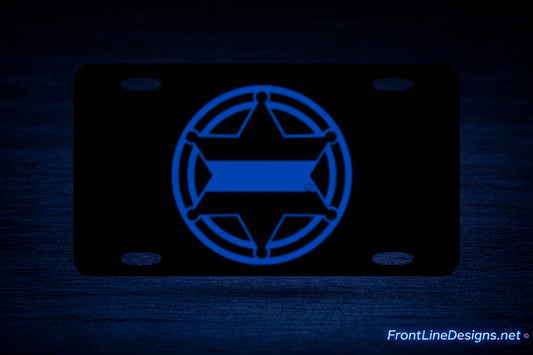 6-Point Sheriff's Deputy Badge License Plate on matching textured background