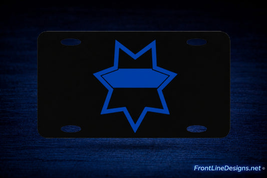 FrontLine Designs license-plate-7-point-sheriff-s-badge-license-plate-1 on matching textured background
