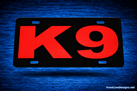 K-9 Reflective License Plate — Blue Background