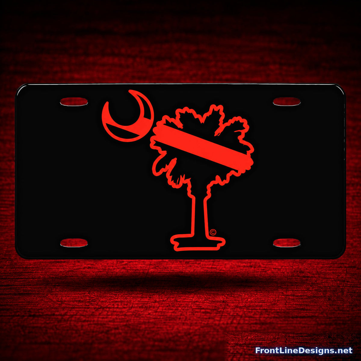 Red Line Palmetto Tree License Plate