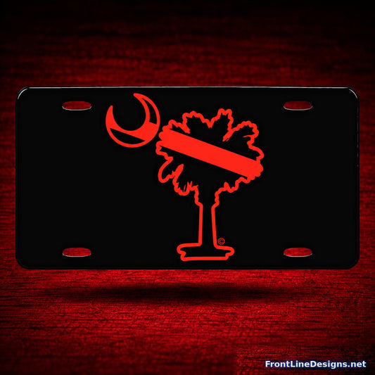 Red Line Palmetto Tree License Plate